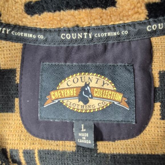 County Canada Cheyenne Southwest Brown Black Red Fleece Jacket Sweater Cardigan - Picture 2 of 3